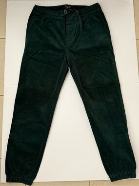 Forever 21 Men's Dark Green Corduroy Jogger Pants
